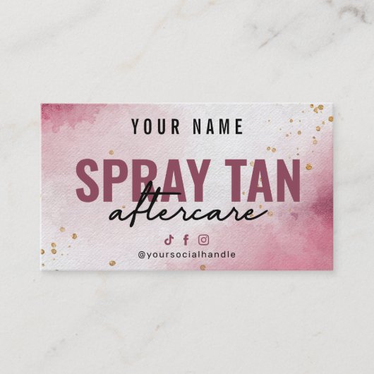 Waterverf Modern Spray Tan Aftercare Card Visitekaartje (Voorkant)