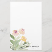 Waterverf Modern Springtime Floral Greenery Briefpapier (Voorkant)