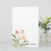 Waterverf Modern Springtime Floral Greenery Briefpapier (Staand voorkant)