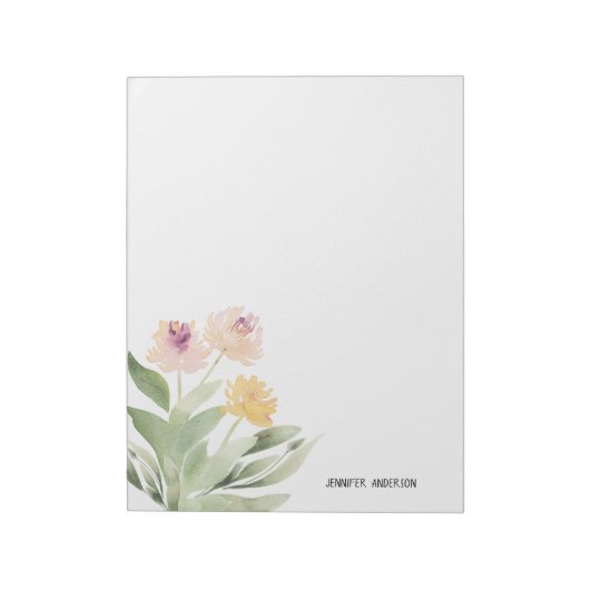 Waterverf Modern Springtime Floral Greenery Notitieblok (Linkerzijde)