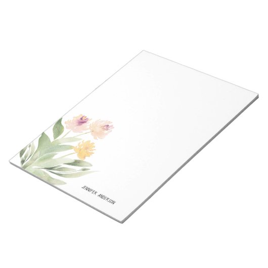 Waterverf Modern Springtime Floral Greenery Notitieblok (Schuin)
