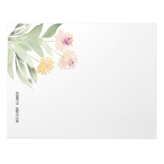 Waterverf Modern Springtime Floral Greenery Notitieblok (Voorkant)