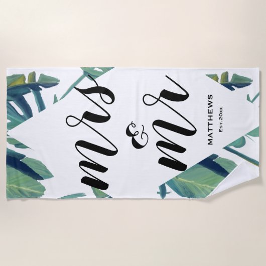 Waterverf Modern Tropische mevrouw & Summer Holida Strandlaken (Voorkant)