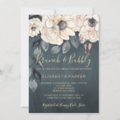 Waterverf Modern White Flowers Brunch en Bubble Kaart (Voorkant)