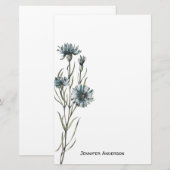 Waterverf Modern Wildflower Bloemen Groen Briefpapier (Voorkant / Achterkant)