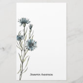 Waterverf Modern Wildflower Bloemen Groen Briefpapier (Voorkant)