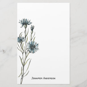 Waterverf Modern Wildflower Bloemen Groen Briefpapier
