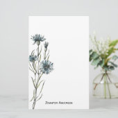 Waterverf Modern Wildflower Bloemen Groen Briefpapier (Staand voorkant)