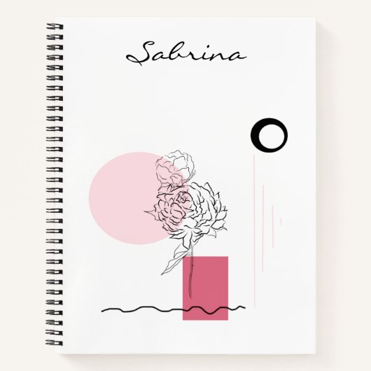 Waterverf Moderne Abstracte bloem roze Notitieboek (Voorkant)