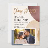 Waterverf Moderne Abstracte fotobruiloft nieuwe da Save The Date (Voorkant)