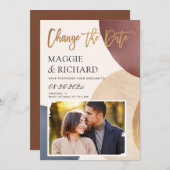 Waterverf Moderne Abstracte fotobruiloft nieuwe da Save The Date (Voorkant / Achterkant)