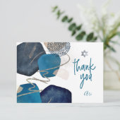 Waterverf Moderne Abstracte Mitzvah DANK U Bedankkaart (Staand voorkant)