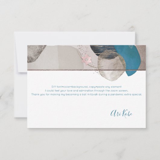 Waterverf Moderne Abstracte Mitzvah DANK U Bedankkaart (Achterkant)