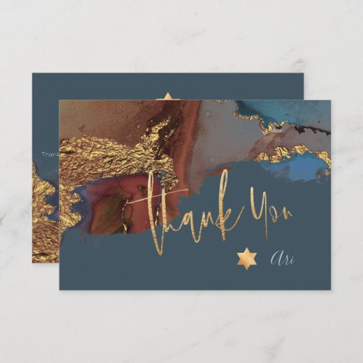 Waterverf Moderne Abstracte Mitzvah DANK U Bedankkaart (Voorkant / Achterkant)