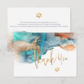 Waterverf Moderne Abstracte Mitzvah DANK U Bedankkaart (Voorkant / Achterkant)