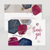 Waterverf Moderne Abstracte Mitzvah DANK U Bedankkaart (Voorkant / Achterkant)