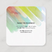 Waterverf Moderne Abstracte verf artistieke lijnen Vierkante Visitekaartje (Achterkant)