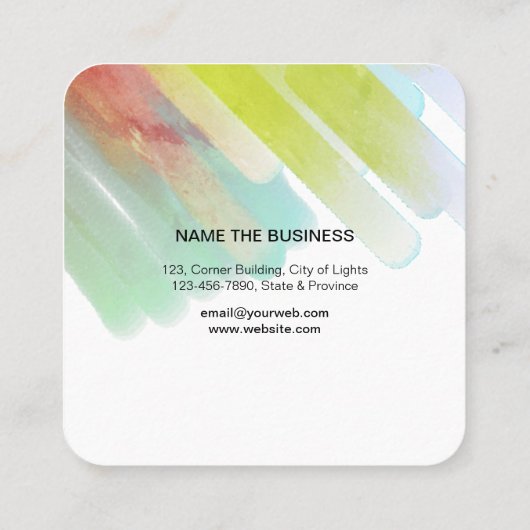 Waterverf Moderne Abstracte verf artistieke lijnen Vierkante Visitekaartje (Achterkant)