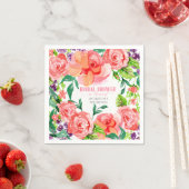 Waterverf Moderne Bloemen Heldere Kleurrijke Bruid Servet (Insitu)