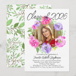 Waterverf Moderne Bloemenfoto 2025 Afstuderen Kaart