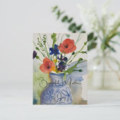 Waterverf moderne bloemetjes briefkaart (Staand voorkant)