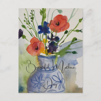Waterverf moderne bloemetjes briefkaart