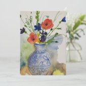 Waterverf moderne bloemetjes feestdagenkaart (Staand voorkant)