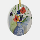 Waterverf moderne bloemetjes keramisch ornament (Rechts)