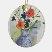 Waterverf moderne bloemetjes keramisch ornament (Links)