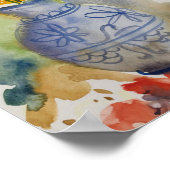 Waterverf moderne bloemetjes poster (Hoek)