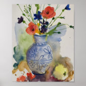 Waterverf moderne bloemetjes poster (Voorkant)