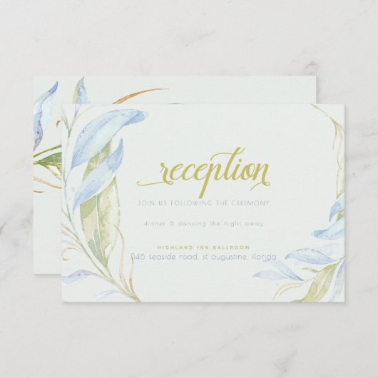 Waterverf moderne Boho Leafy Branches receptie Kaart (Voorkant / Achterkant)