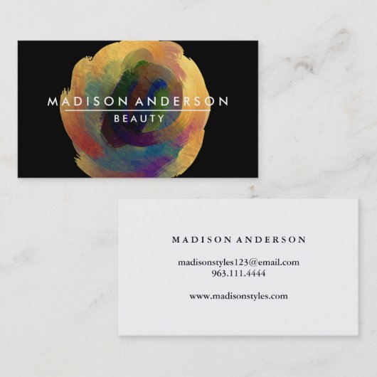 Waterverf Moderne Eenvoudige klassieke zwarte goud Visitekaartje (Voorkant / Achterkant)