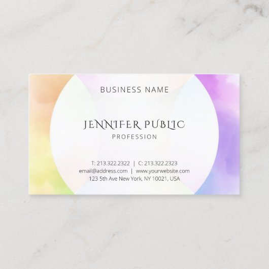 Waterverf Moderne eenvoudige ontwerpelegante Sjabl Visitekaartje (Achterkant)