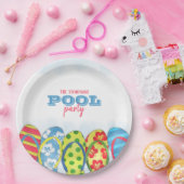 Waterverf Moderne Eenvoudige Pool Party Teenslippe Papieren Bordje (Feest)