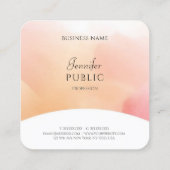 Waterverf Moderne Elegant Script Trendy Sjabloon Vierkante Visitekaartje (Achterkant)