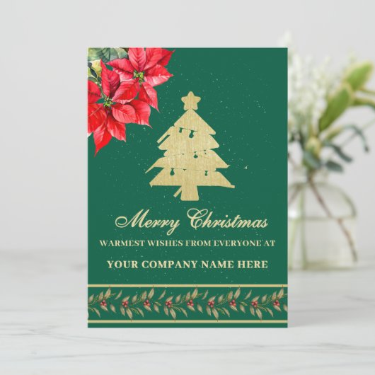 WATERVERF MODERNE ELEGANTE POINSETTIA BOOM FEESTDAGENKAART (Staand voorkant)