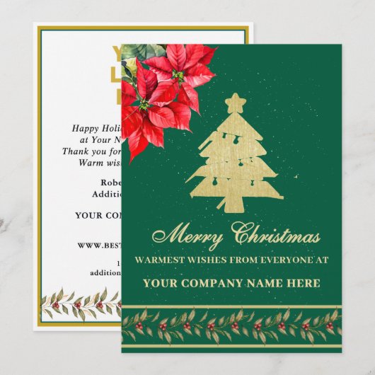 WATERVERF MODERNE ELEGANTE POINSETTIA BOOM FEESTDAGENKAART (Voorkant / Achterkant)