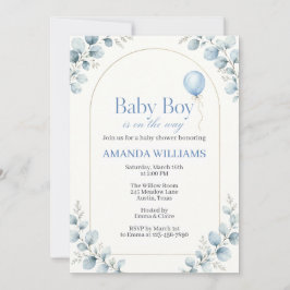 Waterverf moderne eucalyptus baby shower kaart