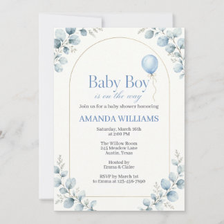 Waterverf moderne eucalyptus baby shower kaart