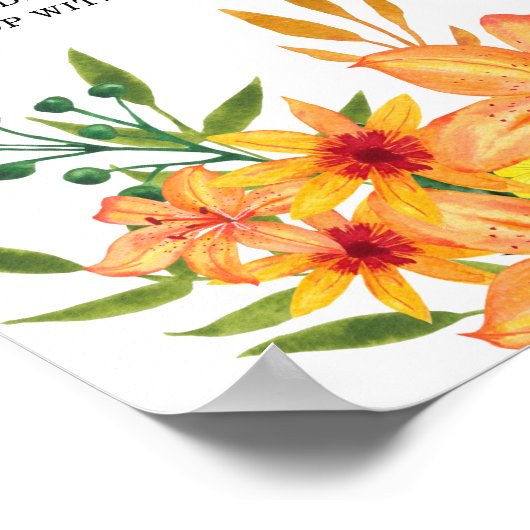 Waterverf moderne florale sangria bar poster (Hoek)