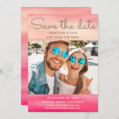 Waterverf Moderne fotobruiloft bespaart datum Save The Date (Voorkant / Achterkant)