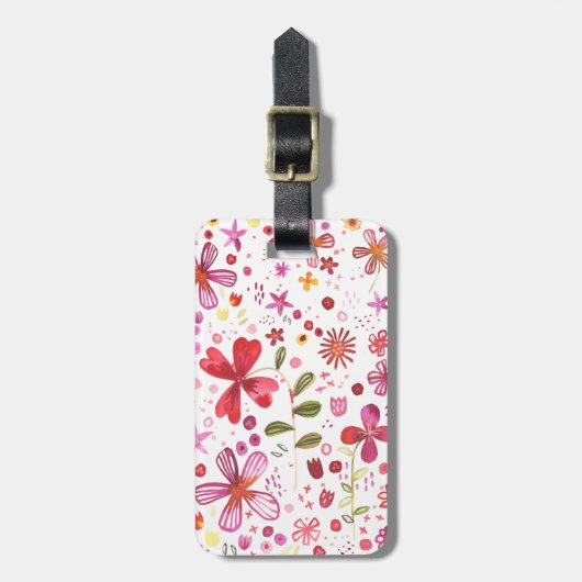 Waterverf Moderne Gepersonaliseerde Wilde Bloem Bagagelabel (Voorkant verticaal)