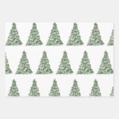 Waterverf Moderne Groene Pijn Kerstboom Inpakpapier Vel (Voorkant)
