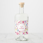 Waterverf Moderne Hedgerow Flowers Likeurfles Etiket (Voorkant)