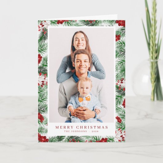 Waterverf Moderne kerstavond Botanische chemicalië Feestdagen Kaart (Voorkant)