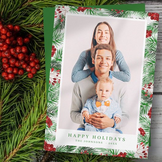 Waterverf Moderne kerstavond Botanische chemicalië Feestdagenkaart