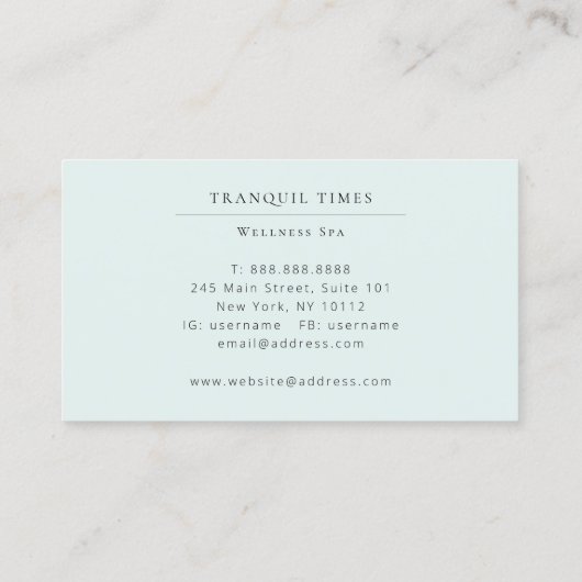 Waterverf Moderne Minimalistische Aqua Spa Visitekaartje (Achterkant)