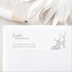 Waterverf Moderne Minimalistische Rendieren Kerst Etiket