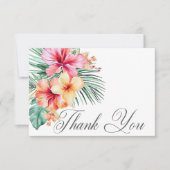 Waterverf Moderne Palmen & Strand Scène Bruiloft Bedankkaart (Voorkant)